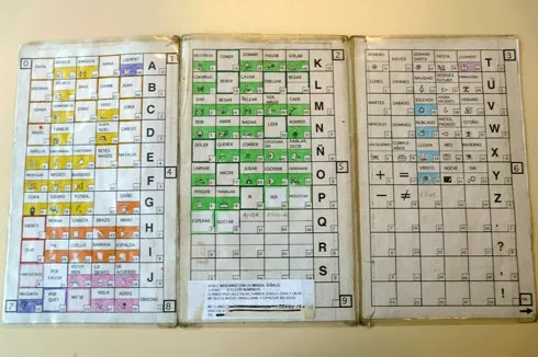 Photo: Tri-fold board for coded eye-gaze access