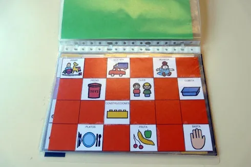 Photo: Communication book with very early picture vocabulary