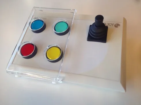 Photo: Sensitive programmable joystick with large button panel and keyguard, BJoy Stick A